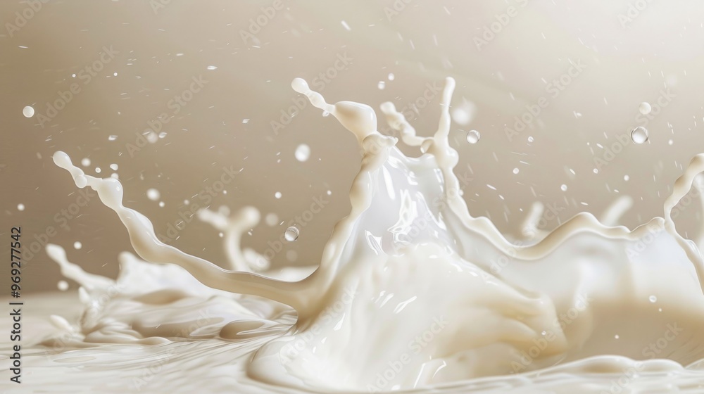 Aufkleber a splash of milk on a table with a calm atmosphere