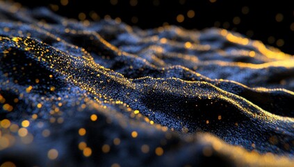 Flow of energy and information technology concept. Dark and minimalistic wallpaper glowing wave lines.