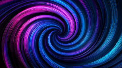 Fototapeta premium A vibrant and dynamic swirl of colors, predominantly shades of blue and purple, set against a stark black background. The swirling pattern appears fluid and organic, reminiscent of a whirlpool