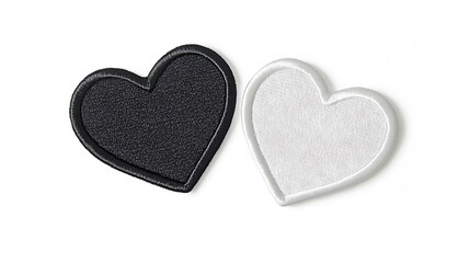 Fototapeta premium black and white heart embroidered patch mockup