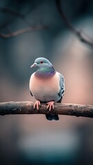 Pigeon against an isolated background, showcasing its intricate feathers and subtle colors in a simple, uncluttered environment.