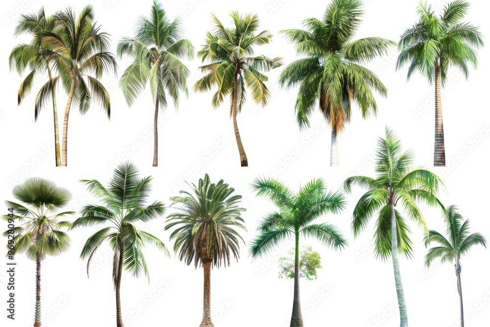 Aufkleber a collection of palm trees on a simple white background