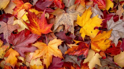 Obraz premium Autumn leaves pattern background top view