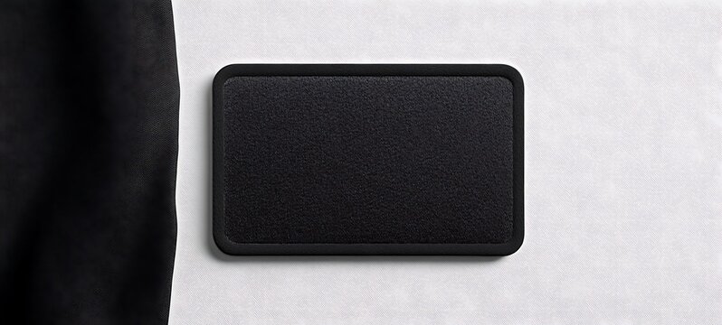 black and white rectangle embroidered patch mockup