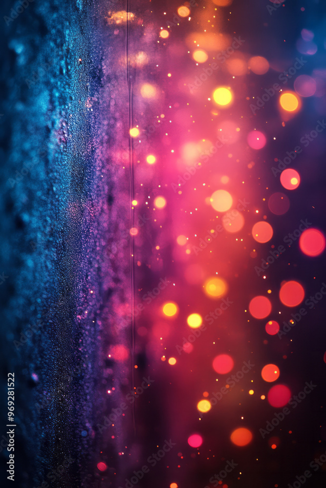 Aufkleber an abstract spray of colorful bokeh lights in a rainbow spectrum,