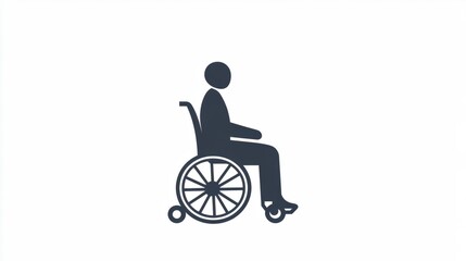 Obraz premium A simple icon of a person in a wheelchair, representing accessibility, disability awareness, or healthcare support.