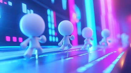 Dynamic 3D Characters Achieving Goals on Progress Chart with High Luminosity in 32K Resolution, Generative AI