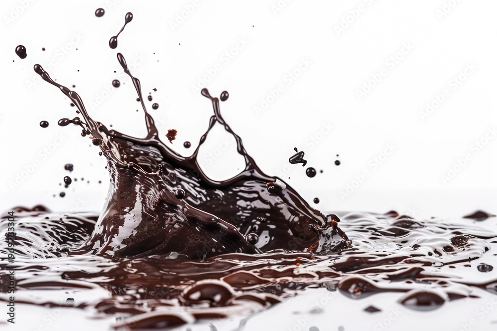 Canvas Prints A messy splat of melted chocolate on a clean white surface