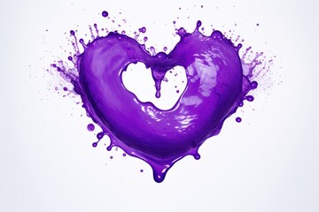 Heart shape liquid splash purple abstract creative.