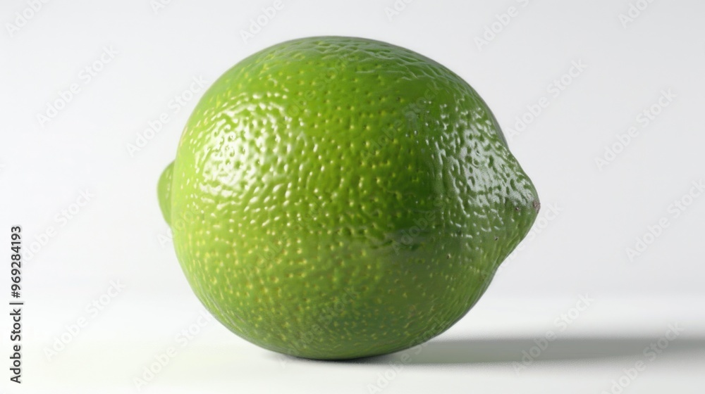 Poster a close-up shot of a single lime sitting on a white surface, ready for use or decoration