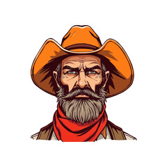 Cowboy head mascot illustration. Bandit vector editable logo