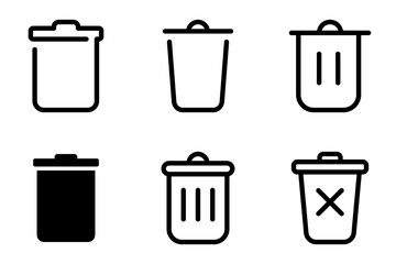 delete, trash bin, garbage icon symbol vector template collection