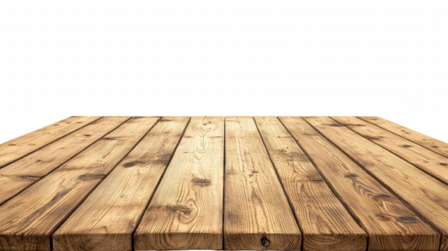 Rustic wooden table surface, empty tabletop with natural texture, perfect for displaying products, food graphy or background use.