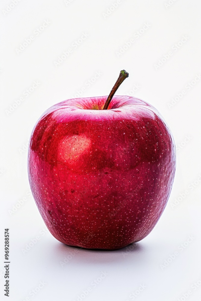 Sticker A single red apple placed on a clean white surface, perfect for use in food-related concepts or still life photography