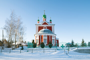 View of the ancient Church of the Forty Martyrs (1755) on a frosty January day. Pereslavl-Zalessky. Golden Ring of Russia