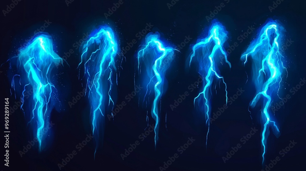 Leinwandbilder lightning animation featuring animated frames of magic electricity and thunder bolt effects. game as