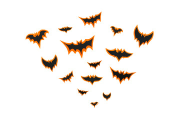 Happy halloween, Bats flying make from paper cut on white background, Decorative Halloween concept