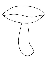 Forest mushroom Lactarius - vector linear picture for coloring. Outline. Forest edible mushroom for coloring book.	