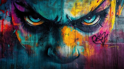 Vibrant street art on a city wall, with bold colors and intricate designs capturing the urban spirit.