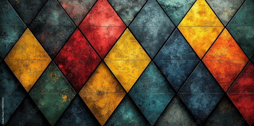 Aufkleber In geometry, shapes, sizes, properties, and dimensions of objects and spaces are studied. This abstract picture shows the polygon with multiple shades, hues, and angles. AIG51.