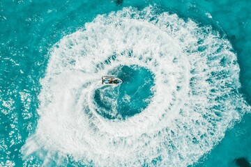 A person riding a jet ski