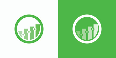Circle shape analytical data growth table vector logo design with modern, simple, clean and abstract style. Icon for business and personal branding.