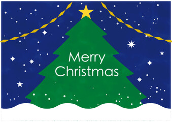 Fototapeta premium クリスマスツリーの背景フレーム夜の星空