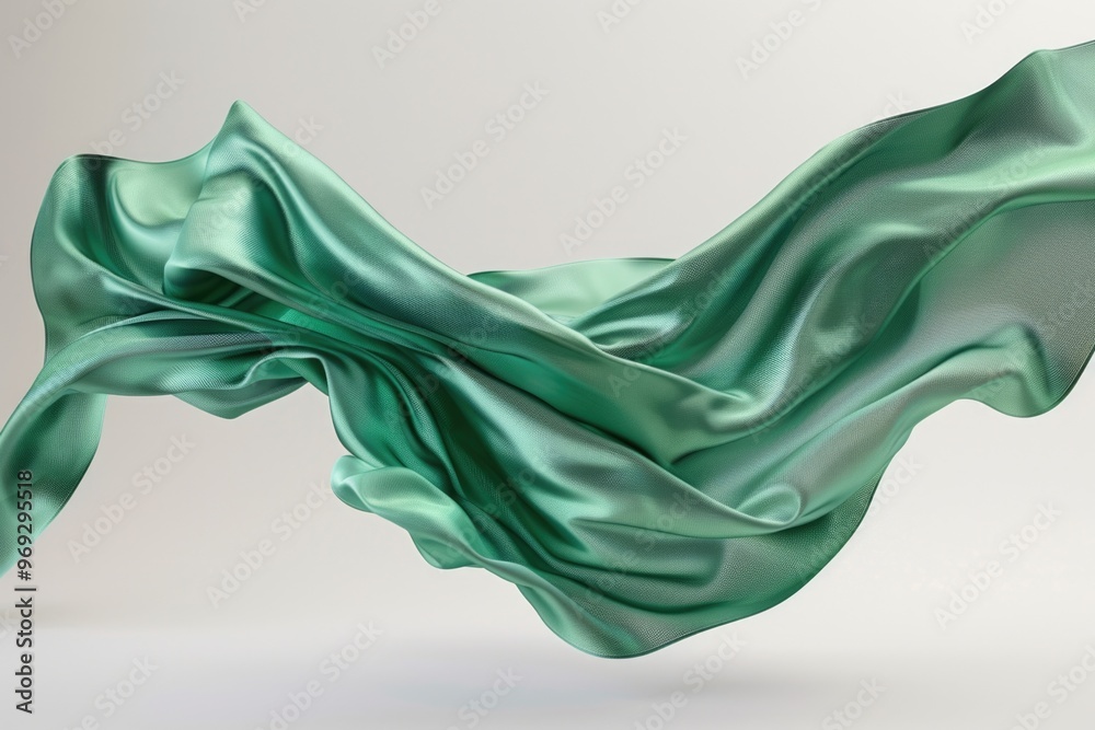 Poster A piece of green cloth suspended in mid-air, with a sense of movement and energy