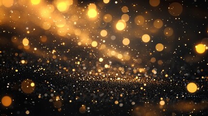 Golden glittering bokeh lights with shimmering effect
