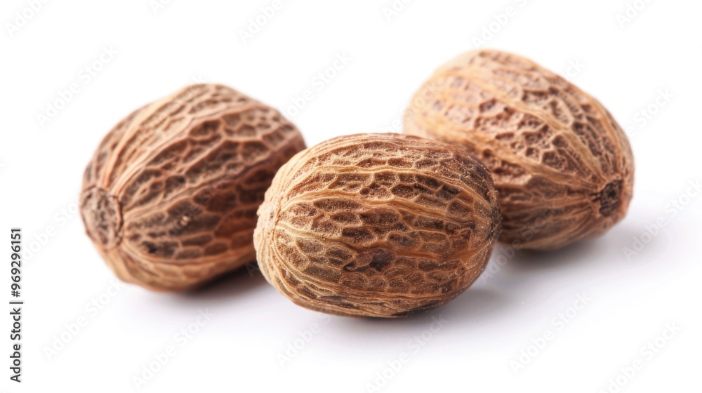 Poster a collection of various nuts arranged on a white background