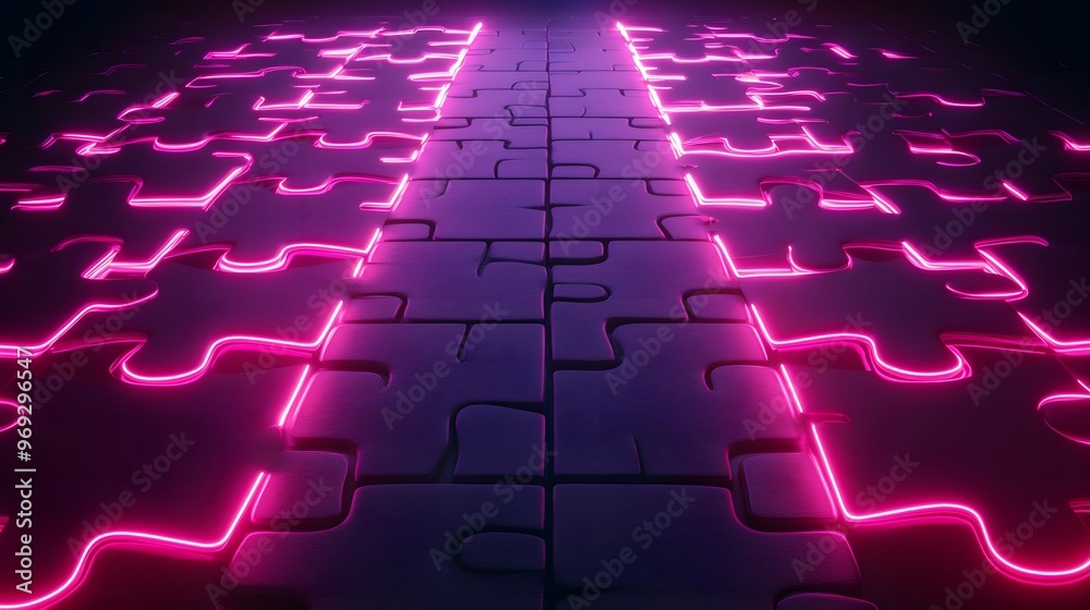 Poster Abstract Neon Puzzle Background