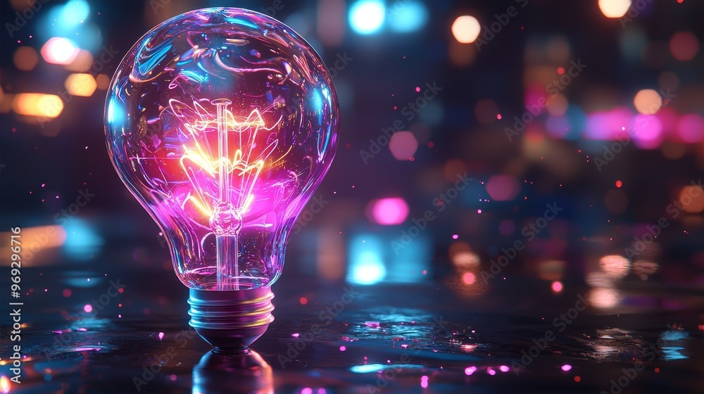 Poster bright colors and colorful paint explode from a creative light bulb. new idea, brainstorming concept