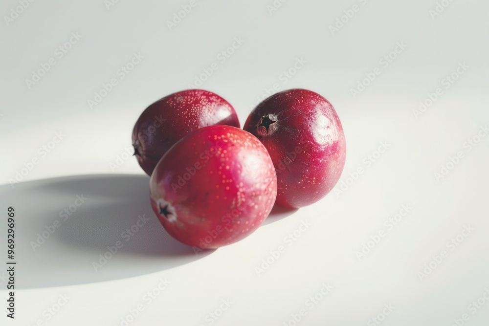 Sticker A still life image of three red apples sitting on a white surface