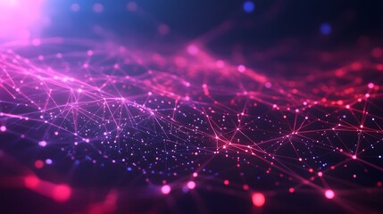 Fototapeta premium Futuristic abstract background with glowing digital lines forming geometric patterns on a dark surface.