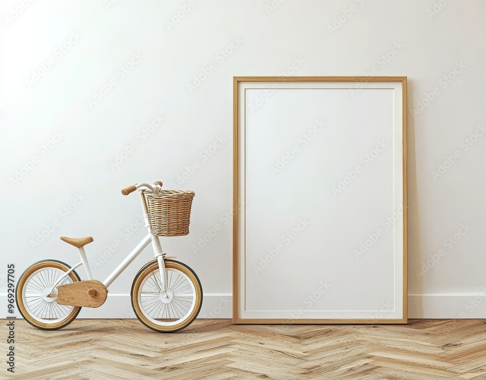 Aufkleber the frame mockup is rendered in a 3d environment with a cozy white background for a children's room