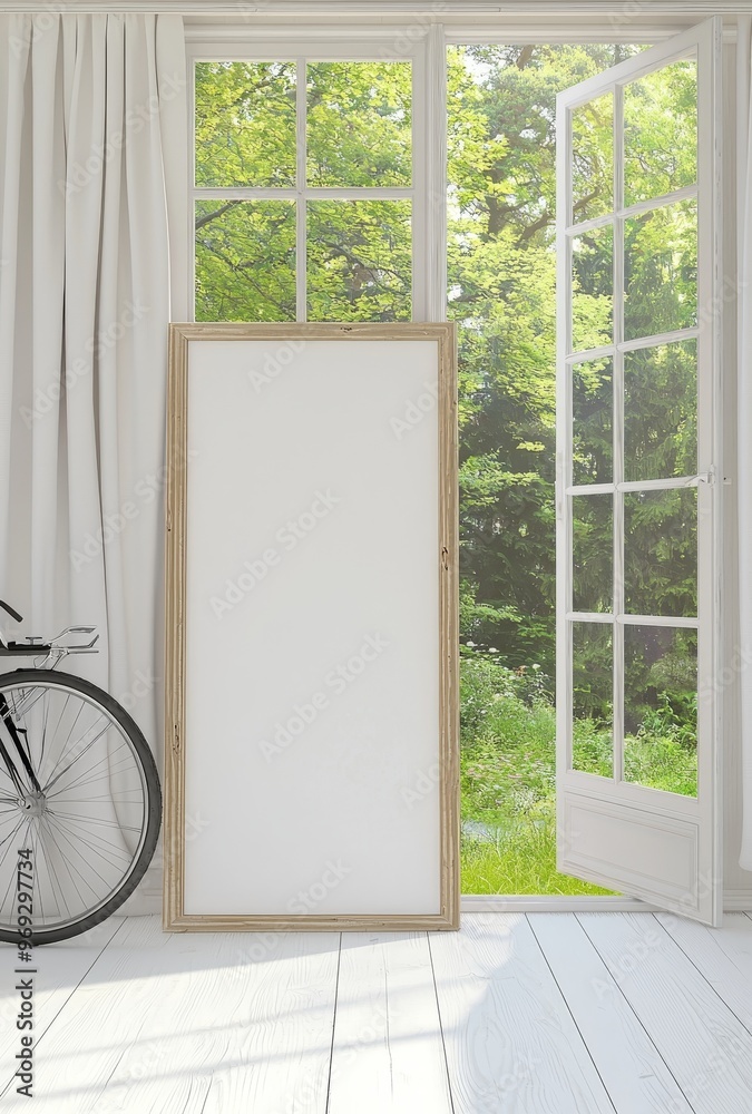 Poster 3D rendering of a frame mockup in an empty interior background