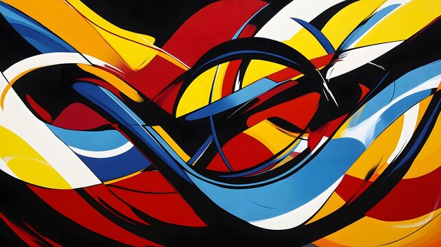 Abstract lines and curves in bold, primary colors intersecting to create a modern, energetic feel.