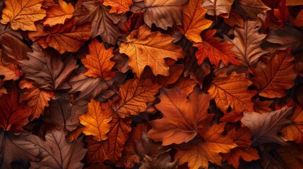 Autumn leaves pattern background top view