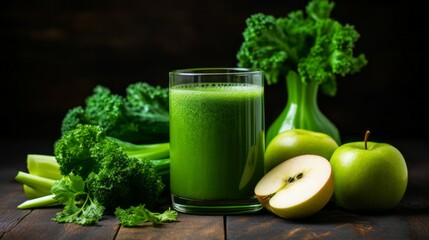 Healthy vegetable and fruit juices Created with Generative AI technology.