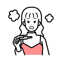 Woman, ill, fever, illustration.
