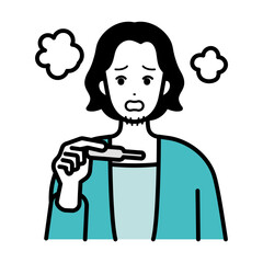 Man, ill, fever, illustration.
