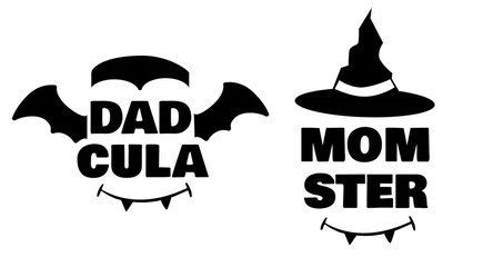 Halloween sign text momster and dadcula