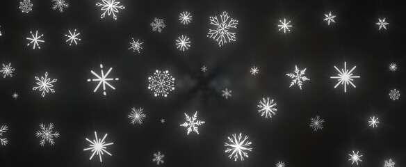 Snowflakes falling softly on a dark winter night
