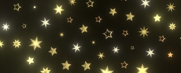 Twinkling gold stars on a dark background