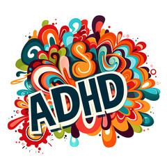 Obraz premium Vector illustration of ADHD isolated on white background. Psychology concept.