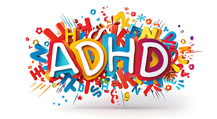 Vector illustration of ADHD isolated on white background. Psychology concept.