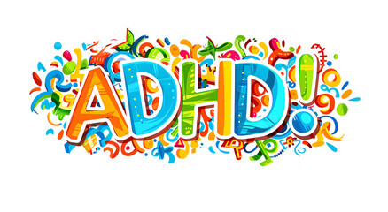 Fototapeta premium Vector illustration of ADHD isolated on white background. Psychology concept.