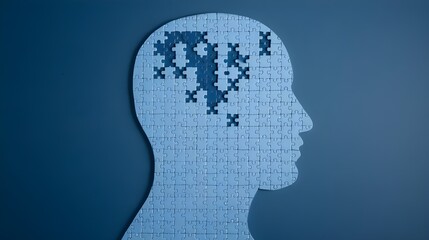 Incomplete Human Head Jigsaw Puzzle Concept