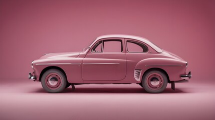 Pink Classic Car on Pink Background