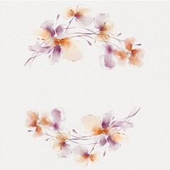Floral frame. Invitation. Wedding or birthday card. Floral wreath. Watercolor background with flowers.